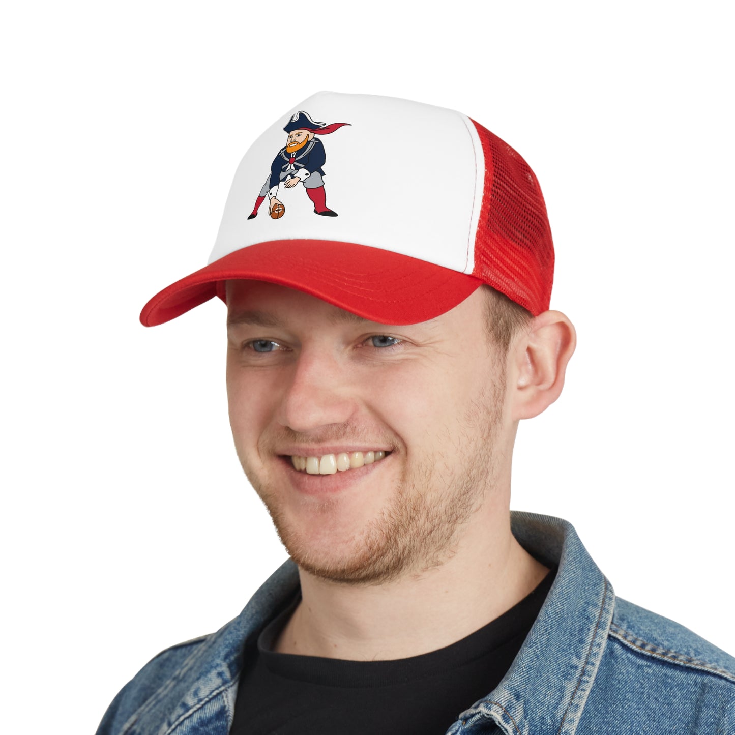 Bill Burrdy New England Patriots NFL Tom Brady Bill Burr Mesh Cap Red One size Hats American Football Bill Burr Monday Morning Podcast New England Patriots NFL Podcasts Stand-up Comedy Printify