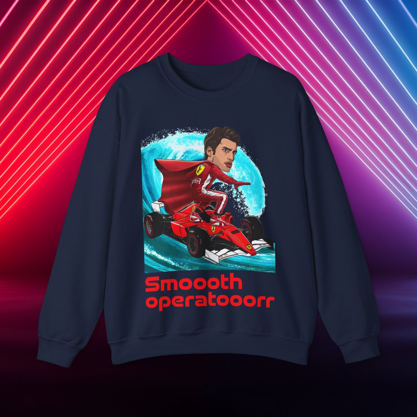 Carlos Sainz Sweatshirt Smooth Operator Jumper Ferrari Sweater Formula 1 Jumper F1 Sweater Ferrari Gift Ferrari Fan Jumper F1 Gift Scuderia Navy Sweatshirts Carlos Sainz F1 Ferrari Printify