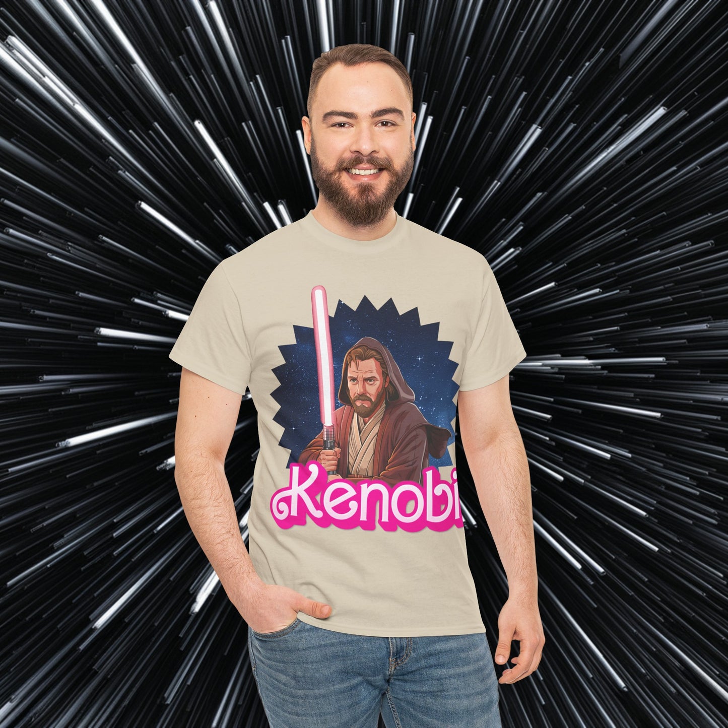 Obi-Wan Kenobi Ken Barbie Movie Star Wars Unisex Heavy Cotton Tee Sand T-shirts Barbie Ken Movies Star Wars Printify