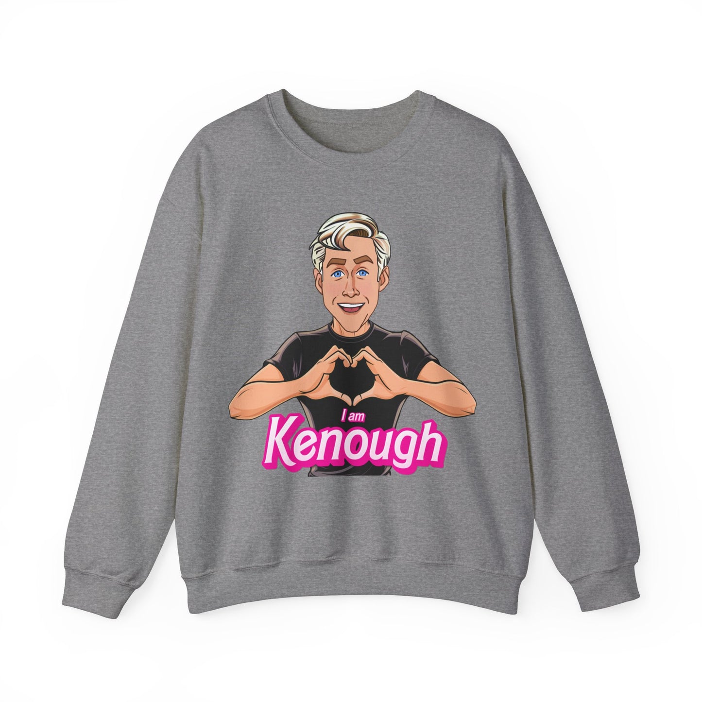 I am Kenough Ryan Gosling Ken Barbie Movie Unisex Heavy Blend Crewneck Sweatshirt Sweatshirts Barbie Celebrities Ken Movies Ryan Gosling Printify