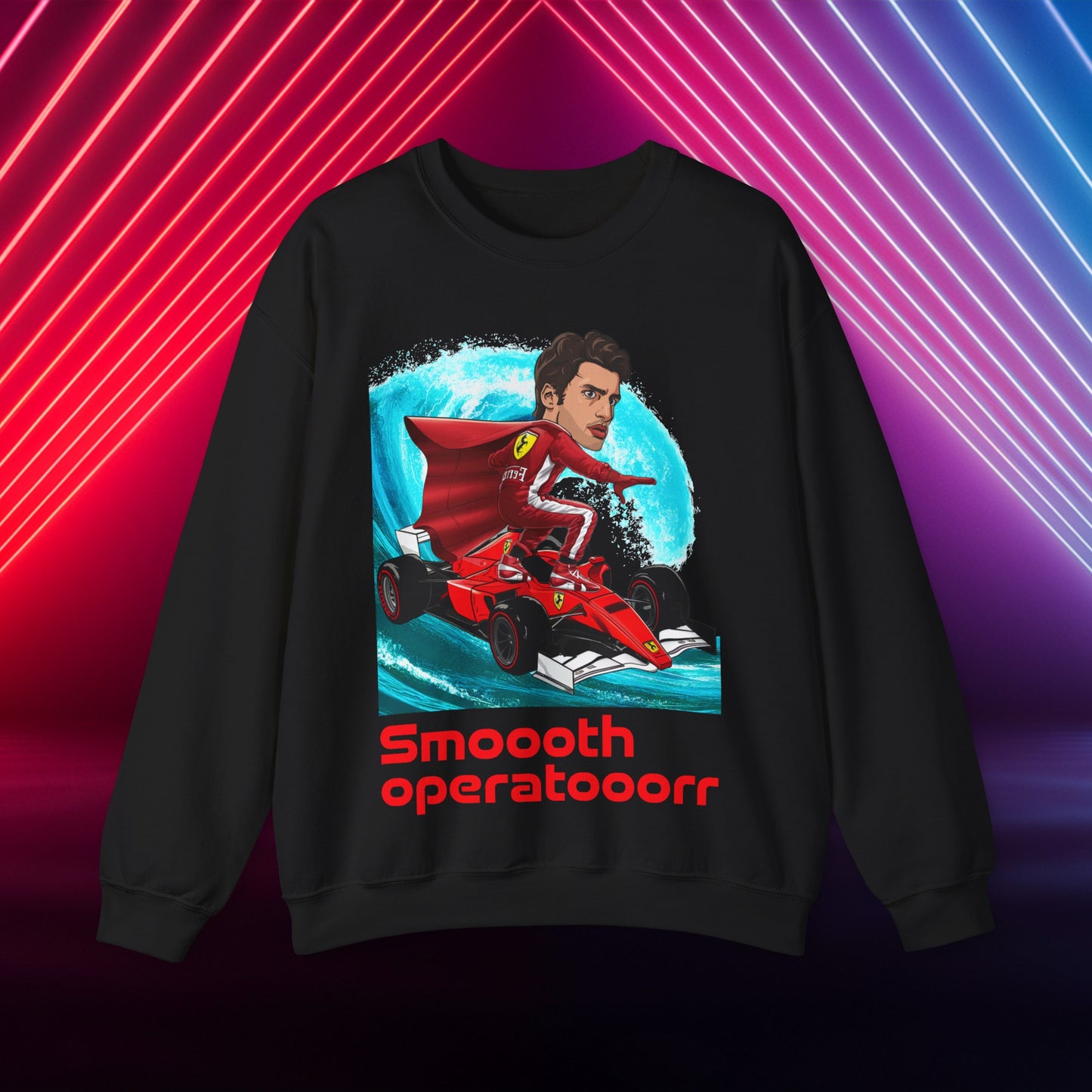 Carlos Sainz Sweatshirt Smooth Operator Jumper Ferrari Sweater Formula 1 Jumper F1 Sweater Ferrari Gift Ferrari Fan Jumper F1 Gift Scuderia Black Sweatshirts Carlos Sainz F1 Ferrari Printify