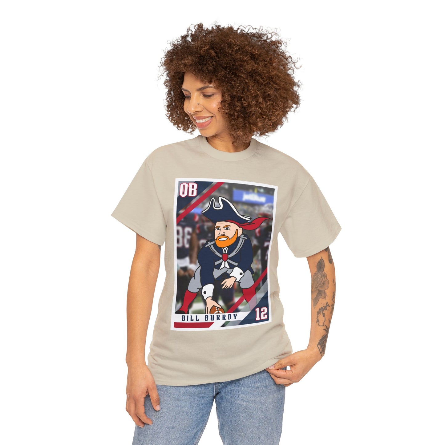 Bill Burrdy New England Patriots Tom Brady Bill Burr Unisex Heavy Cotton Tee T-shirts American Football Bill Burr Monday Morning Podcast New England Patriots NFL Podcasts Stand-up Comedy Printify