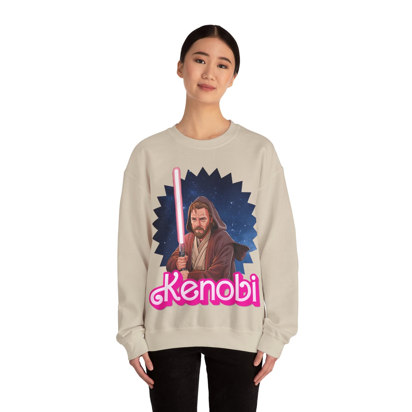 Obi-Wan Kenobi Ken Barbie Movie Star Wars Unisex Heavy Blend Crewneck Sweatshirt Sweatshirts Barbie Ken Movies Star Wars Printify