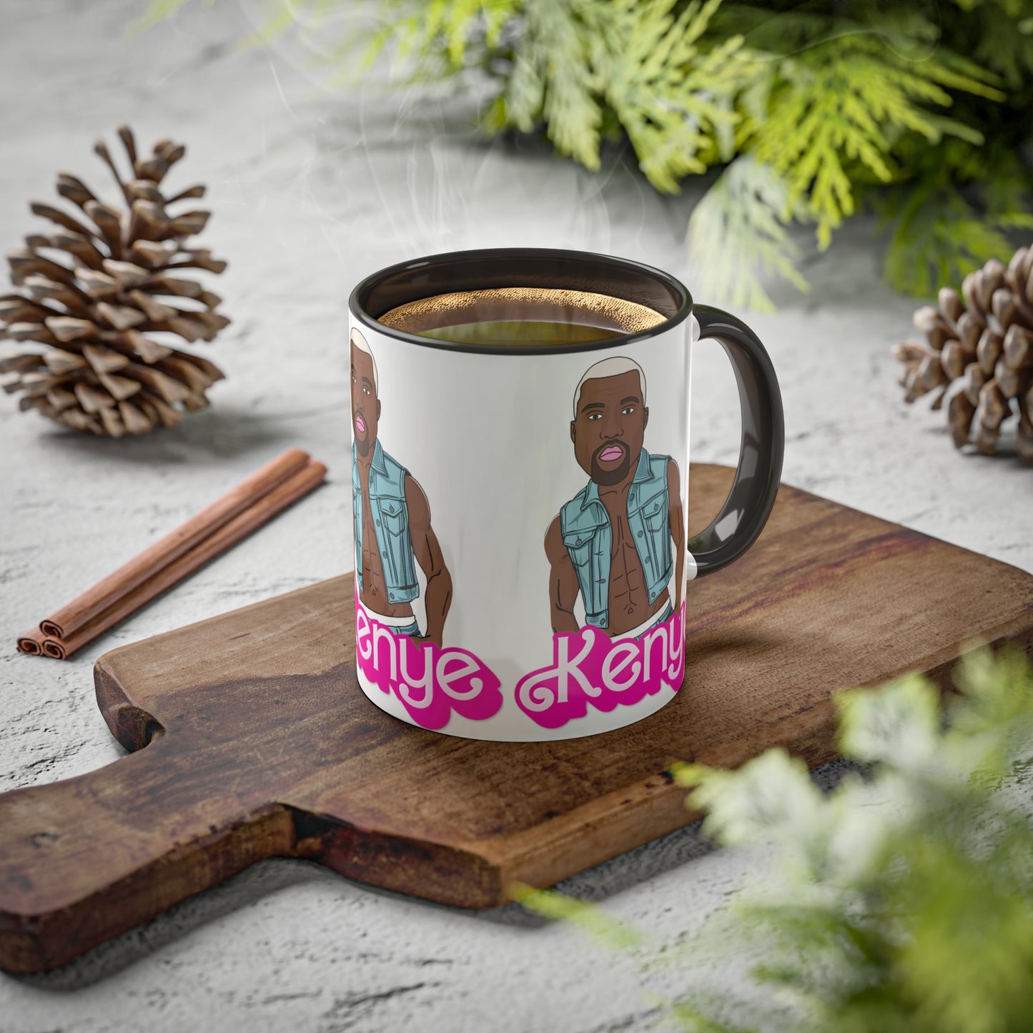 Kenye Barbie Ken Ryan Gosling Kanye West Colorful Mug Mugs Barbie Kanye West Ken Movies Music Printify