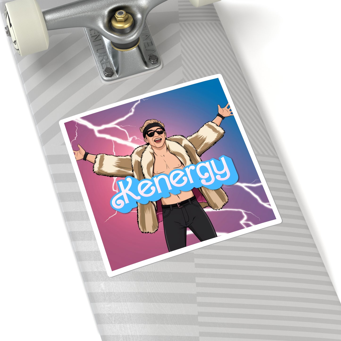 Kenergy Barbie Ryan Gosling Ken Square Sticker 6" × 6" White Stickers Barbie Celebrities Ken Kenergy Movies Ryan Gosling Printify