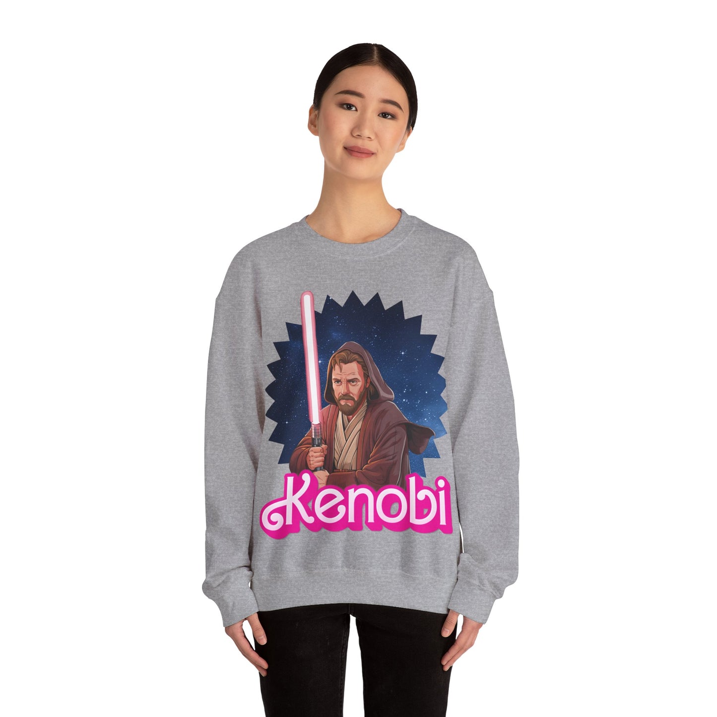 Obi-Wan Kenobi Ken Barbie Movie Star Wars Unisex Heavy Blend Crewneck Sweatshirt Sweatshirts Barbie Ken Movies Star Wars Printify
