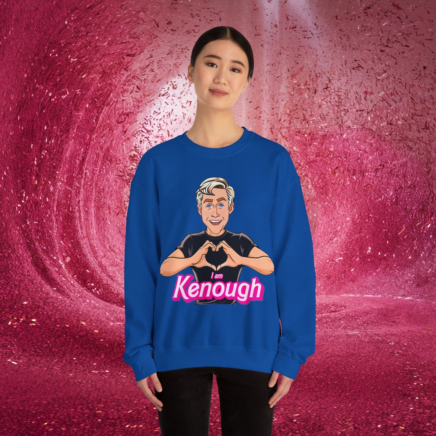 I am Kenough Ryan Gosling Ken Barbie Movie Unisex Heavy Blend Crewneck Sweatshirt Royal Sweatshirts Barbie Celebrities Ken Movies Ryan Gosling Printify