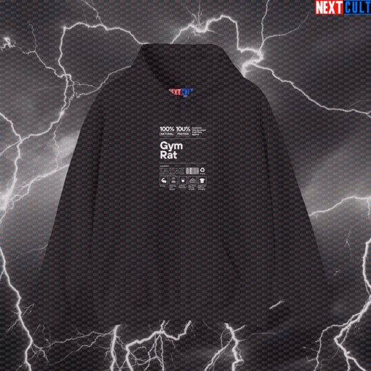 GymRat Ingredients Label Funny Gym Hoodie | Bodybuilding Meme Hooded Sweatshirt Pump Cover Black Hoodies Bodybuilding Fitness Gym Powerlifting Pump Cover Workout Printify