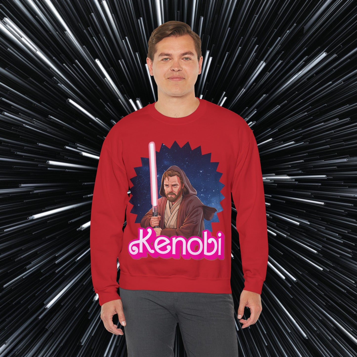 Obi-Wan Kenobi Ken Barbie Movie Star Wars Unisex Heavy Blend Crewneck Sweatshirt Red Sweatshirts Barbie Ken Movies Star Wars Printify