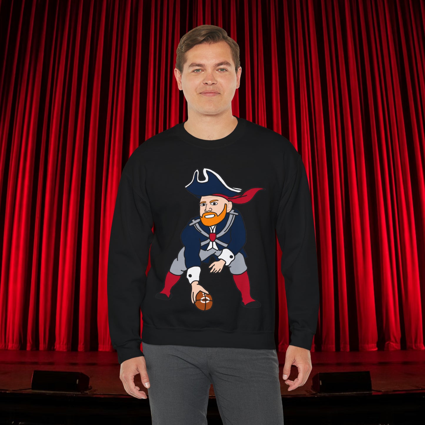 Bill Burrdy New England Patriots Tom Brady Bill Burr Unisex Heavy Blend Crewneck Sweatshirt Black Sweatshirts American Football Bill Burr Monday Morning Podcast New England Patriots NFL Podcasts Stand-up Comedy Printify