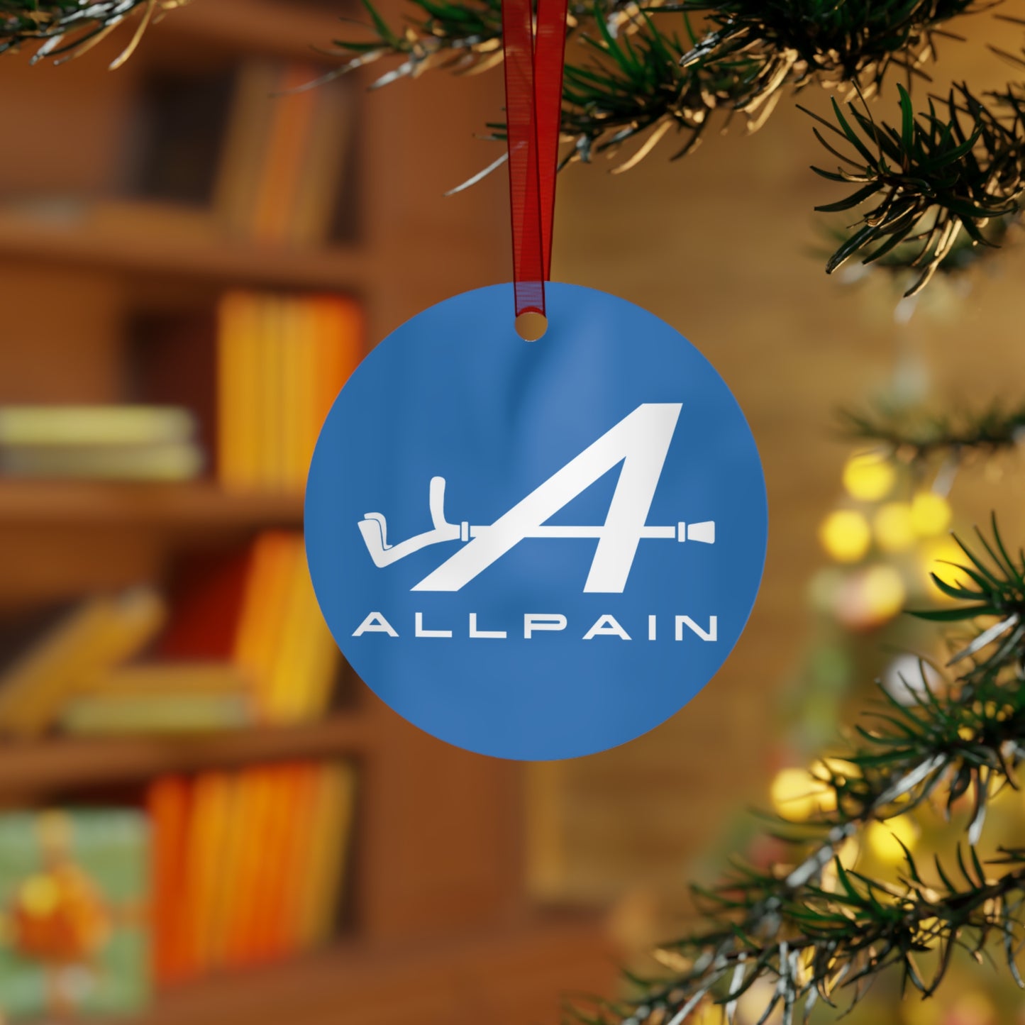 Allpain Alpine F1 Formula 1 Pierre Gasly Esteban OconMetal Ornament Round One Size Christmas Alpine F1 Printify