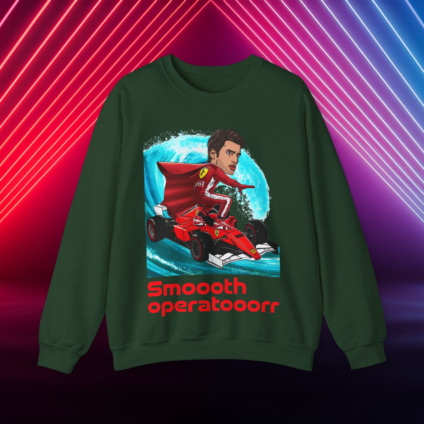 Carlos Sainz Sweatshirt Smooth Operator Jumper Ferrari Sweater Formula 1 Jumper F1 Sweater Ferrari Gift Ferrari Fan Jumper F1 Gift Scuderia Forest Green Sweatshirts Carlos Sainz F1 Ferrari Printify