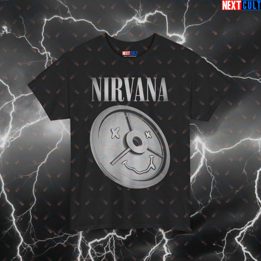 Nirvana Grunge Weight Plate Meme Tee for Lifters & Gymbros - Pump Cover Workout Top for Fitness & Gains - Funny Gym T-Shirt Black T-shirts Bodybuilding Fitness Gym Nirvana Pump Cover Rock Music Workout Printify