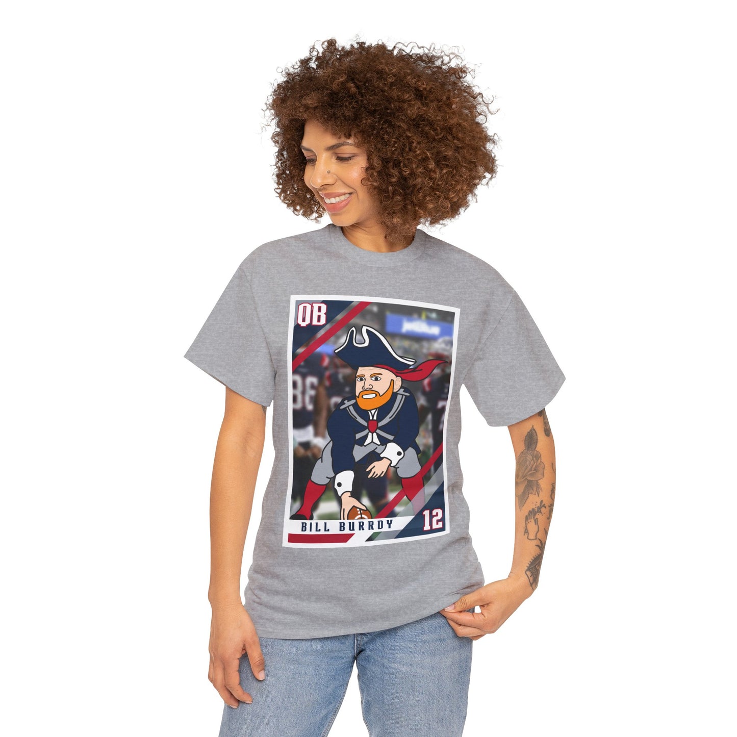 Bill Burrdy New England Patriots Tom Brady Bill Burr Unisex Heavy Cotton Tee T-shirts American Football Bill Burr Monday Morning Podcast New England Patriots NFL Podcasts Stand-up Comedy Printify