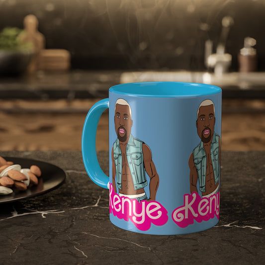 Kenye Barbie Ken Ryan Gosling Kanye West Colorful Mug 11oz Light Blue Mugs Barbie Kanye West Ken Movies Music Printify