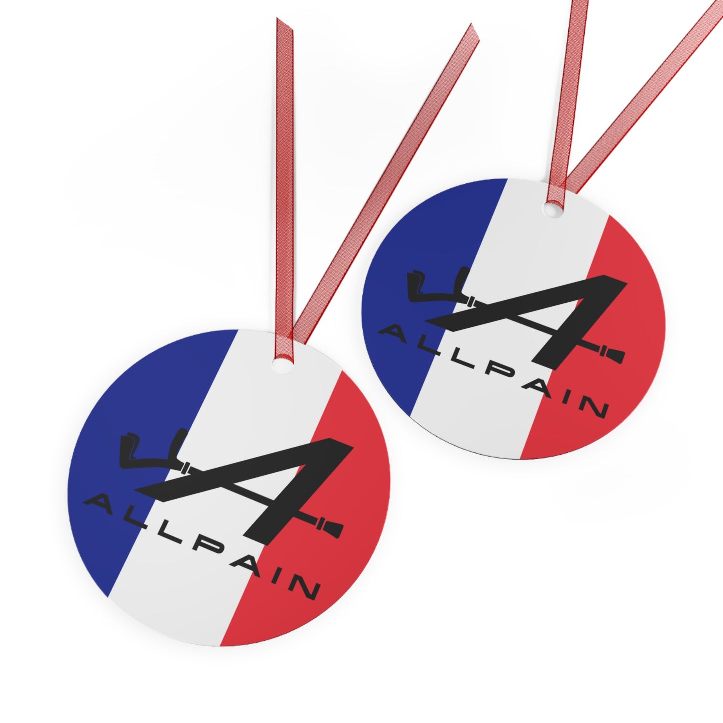 Allpain Alpine F1 Formula 1 Pierre Gasly Esteban Ocon Metal Ornament Christmas Alpine F1 Printify