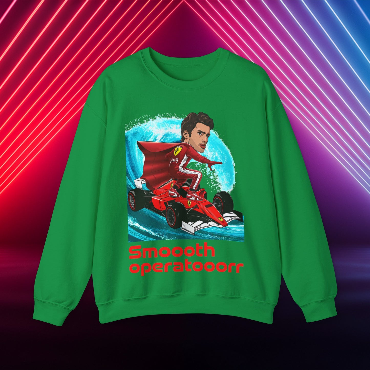 Carlos Sainz Sweatshirt Smooth Operator Jumper Ferrari Sweater Formula 1 Jumper F1 Sweater Ferrari Gift Ferrari Fan Jumper F1 Gift Scuderia Irish Green Sweatshirts Carlos Sainz F1 Ferrari Printify