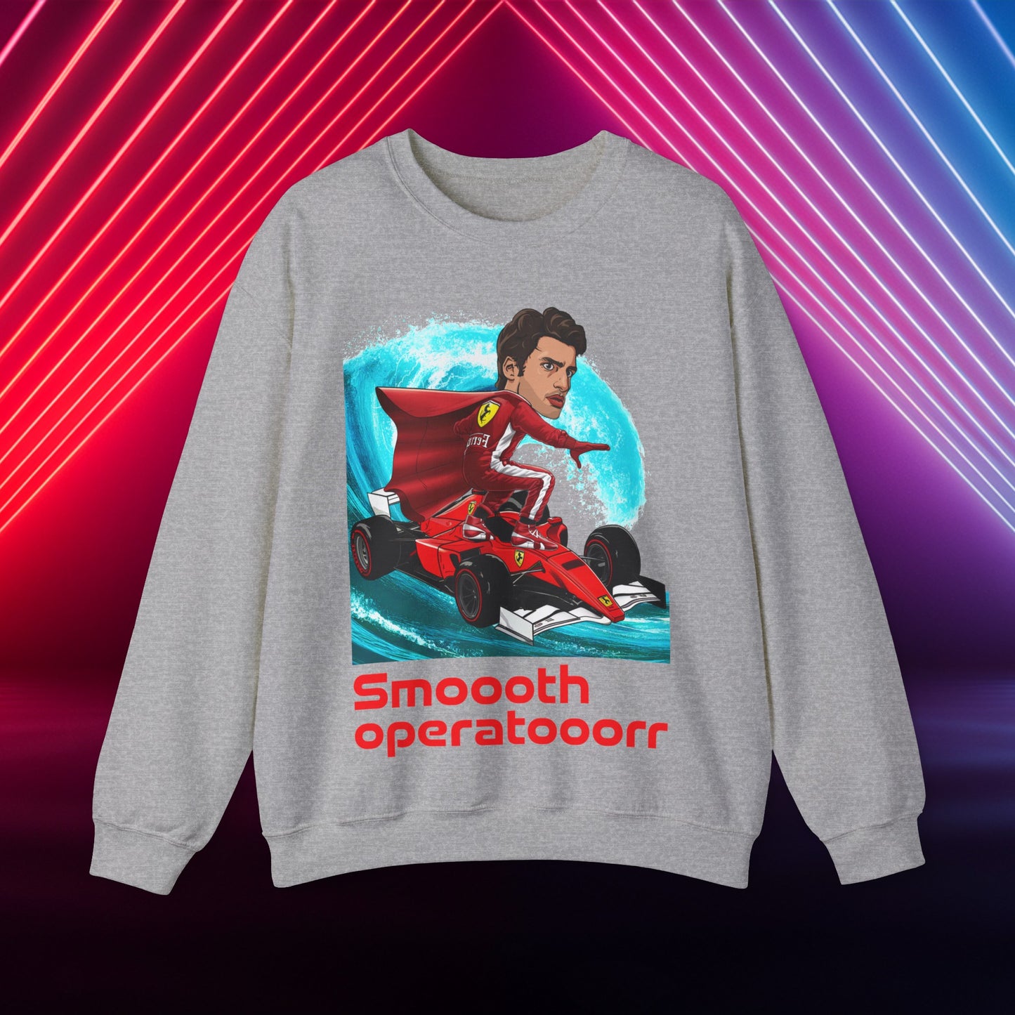 Carlos Sainz Sweatshirt Smooth Operator Jumper Ferrari Sweater Formula 1 Jumper F1 Sweater Ferrari Gift Ferrari Fan Jumper F1 Gift Scuderia Sport Grey Sweatshirts Carlos Sainz F1 Ferrari Printify