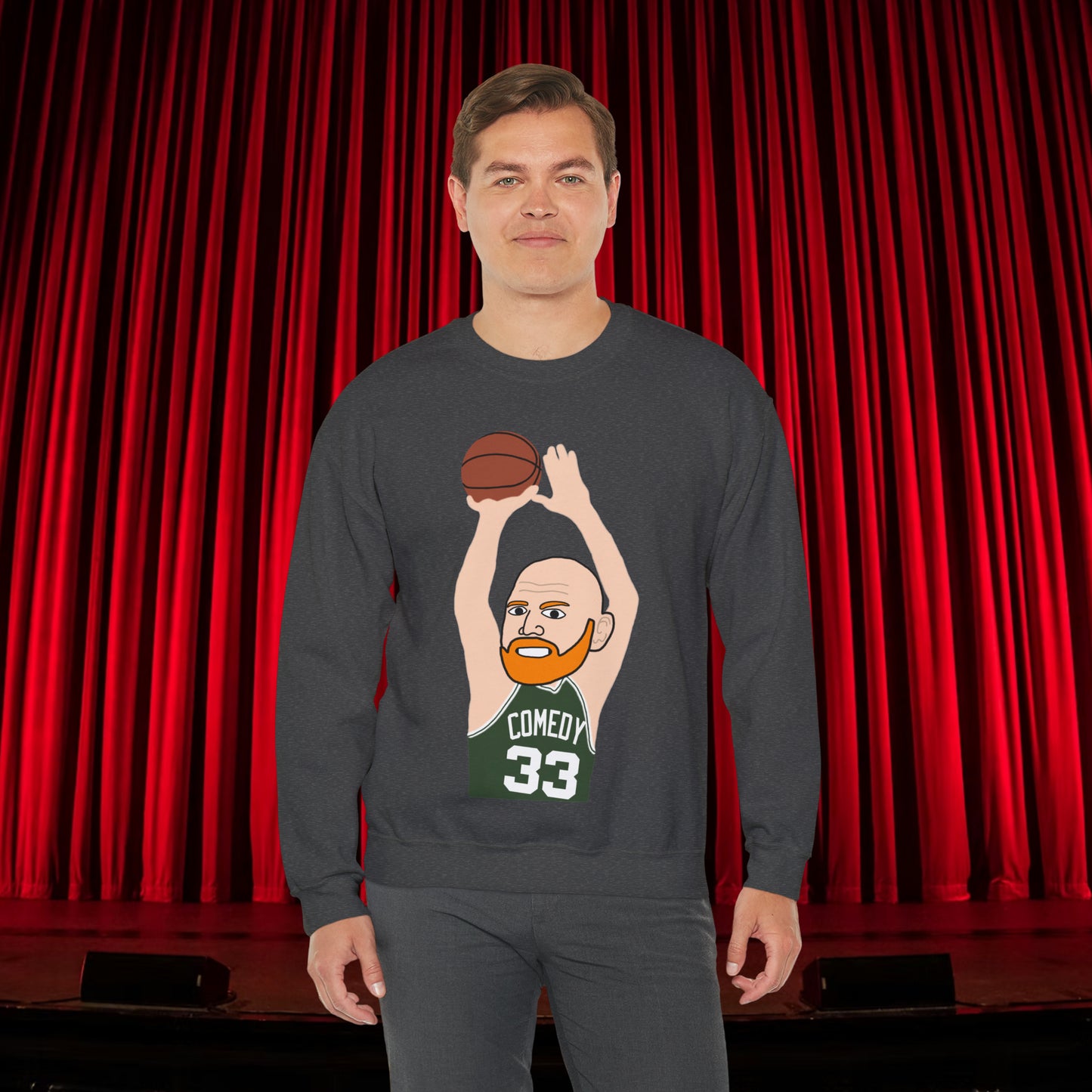 Bill Burr Sweatshirt Boston Celtics Sweater Larry Bird Jumper Monday Morning Podcast Merch Podcast Gift Celtics Fan Gift Basketball Fan Gift Dark Heather Sweatshirts Basketball Bill Burr Boston Celtics Monday Morning Podcast NBA Podcasts Stand-up Comedy Printify