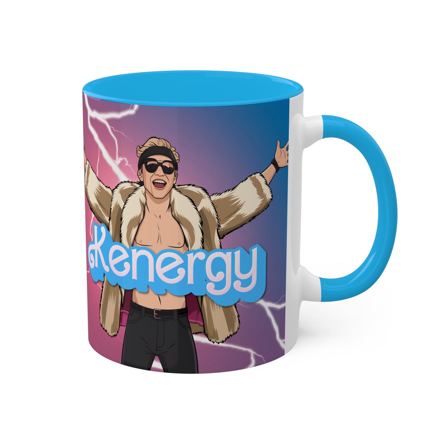 Kenergy Barbie Ryan Gosling Ken Colorful Mug Mugs Barbie Celebrities Ken Kenergy Movies Ryan Gosling Printify