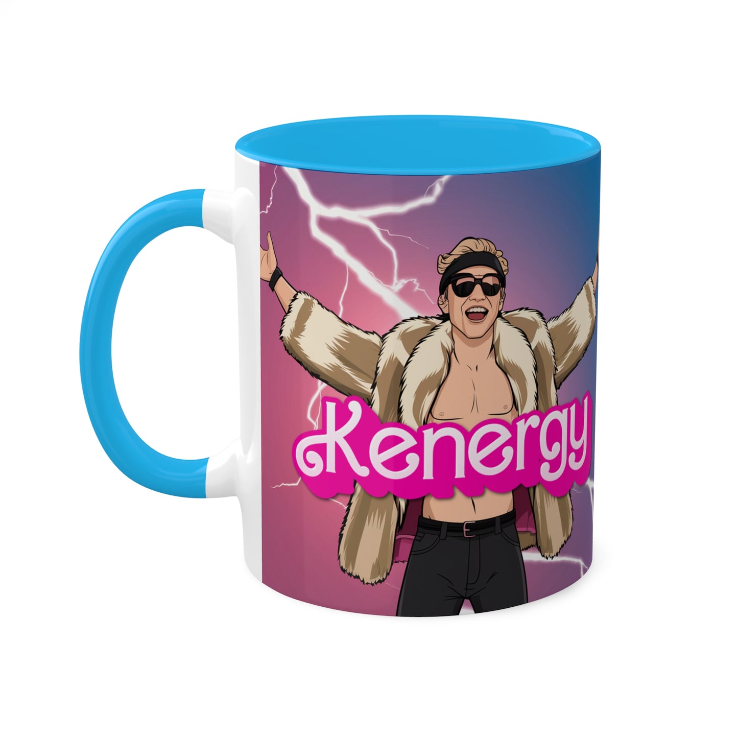 Kenergy Barbie Ryan Gosling Ken Colorful Mug Mugs Barbie Celebrities Ken Kenergy Movies Ryan Gosling Printify