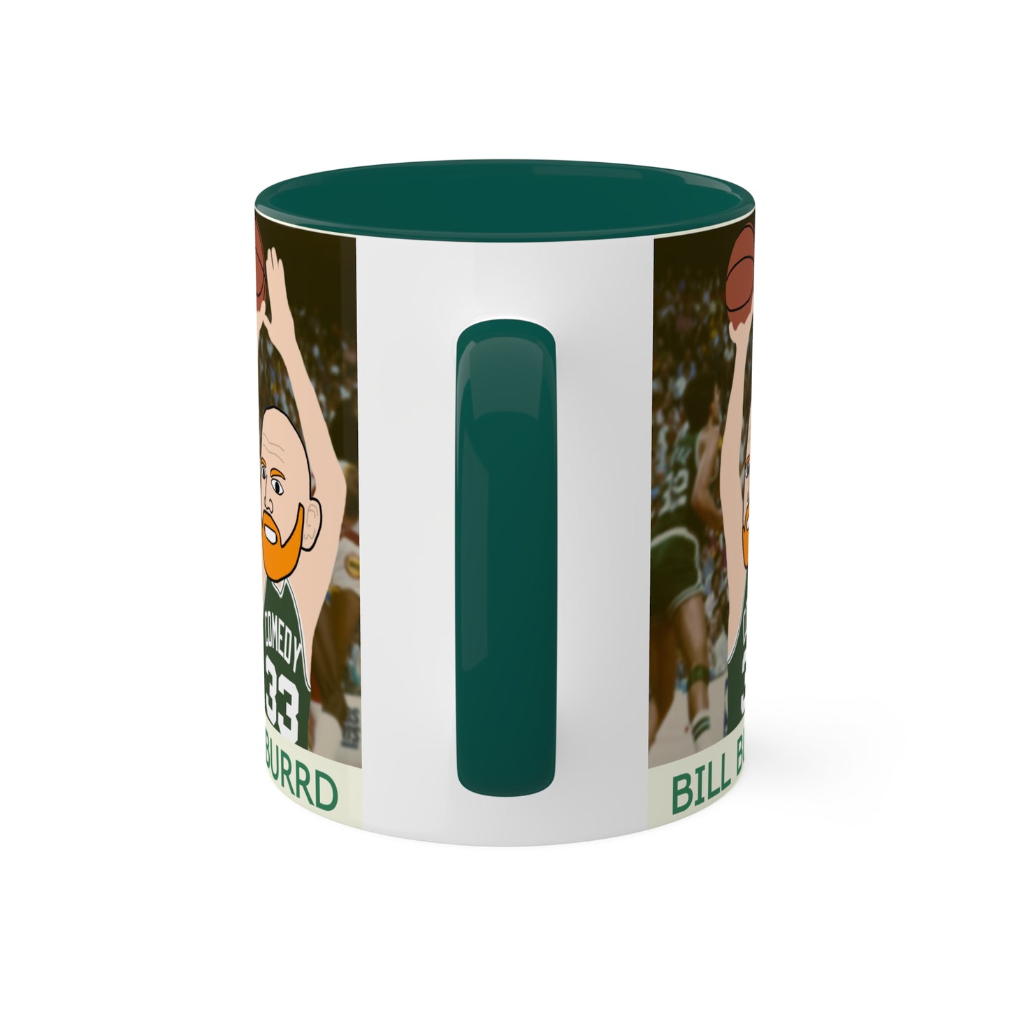 Bill Burrd Boston Celtics Larry Bird Bill Burr Colorful Mugs, 11oz Mugs Basketball Bill Burr Boston Celtics Monday Morning Podcast NBA Podcasts Stand-up Comedy Printify