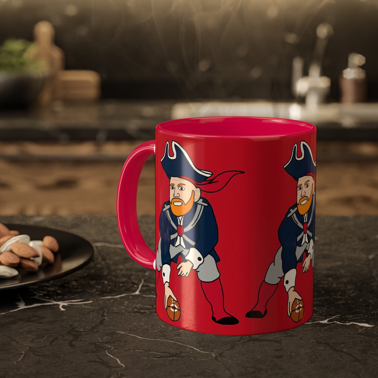 Bill Burrdy New England Patriots NFL Tom Brady Bill Burr Colorful Mug, 11oz 11oz Red Mugs American Football Bill Burr Monday Morning Podcast New England Patriots NFL Podcasts Stand-up Comedy Printify