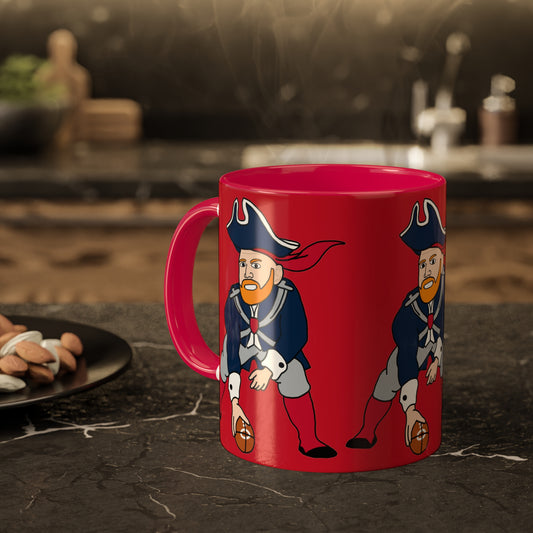 Bill Burrdy New England Patriots NFL Tom Brady Bill Burr Colorful Mug, 11oz 11oz Red Mugs American Football Bill Burr Monday Morning Podcast New England Patriots NFL Podcasts Stand-up Comedy Printify