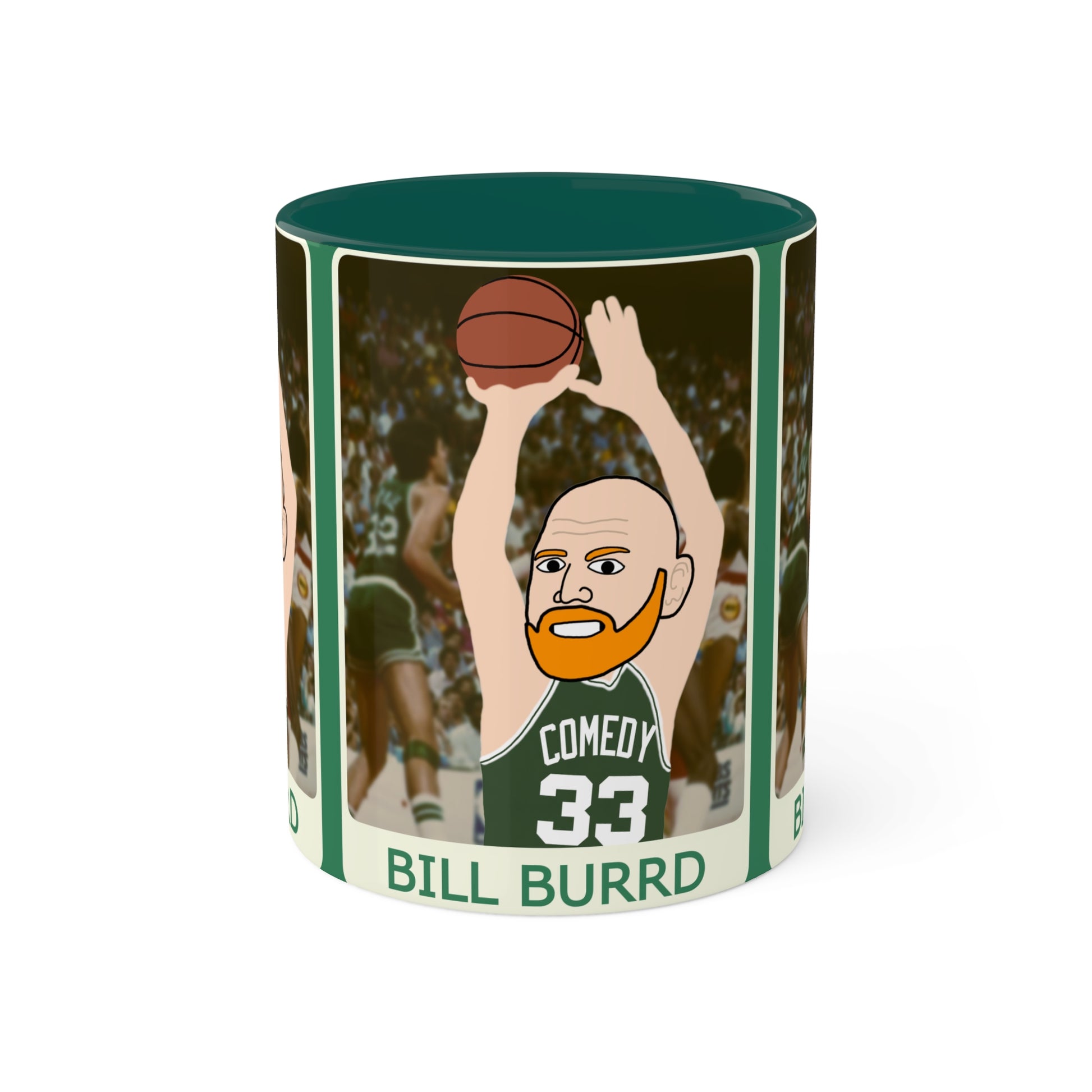Bill Burrd Boston Celtics Larry Bird Bill Burr Colorful Mugs, 11oz Mugs Basketball Bill Burr Boston Celtics Monday Morning Podcast NBA Podcasts Stand-up Comedy Printify