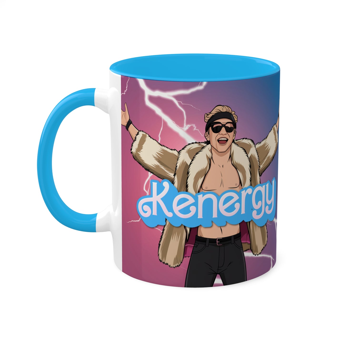 Kenergy Barbie Ryan Gosling Ken Colorful Mug Mugs Barbie Celebrities Ken Kenergy Movies Ryan Gosling Printify