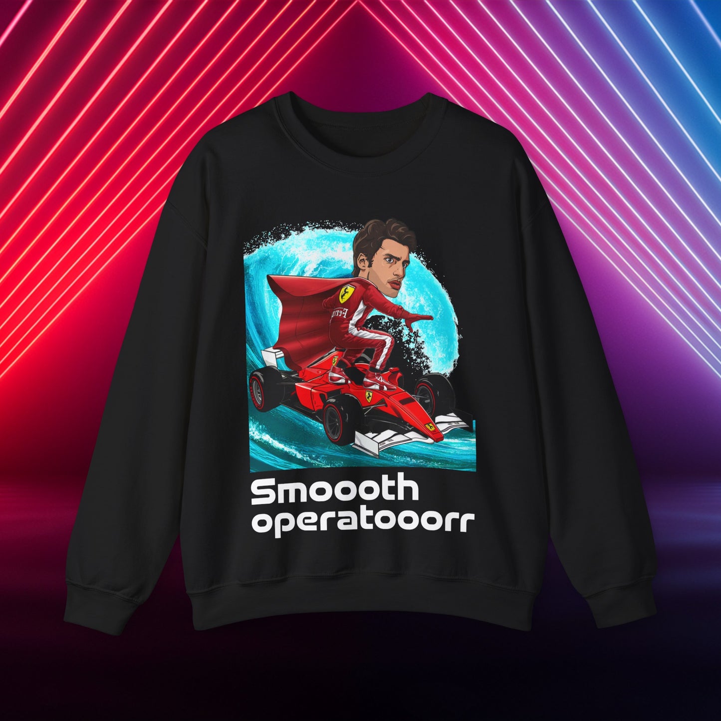 Carlos Sainz Sweatshirt Smooth Operator Jumper Ferrari Sweater Formula 1 Jumper F1 Sweater Ferrari Gift Ferrari Fan Jumper F1 Gift Scuderia Black Sweatshirts Carlos Sainz F1 Ferrari Printify