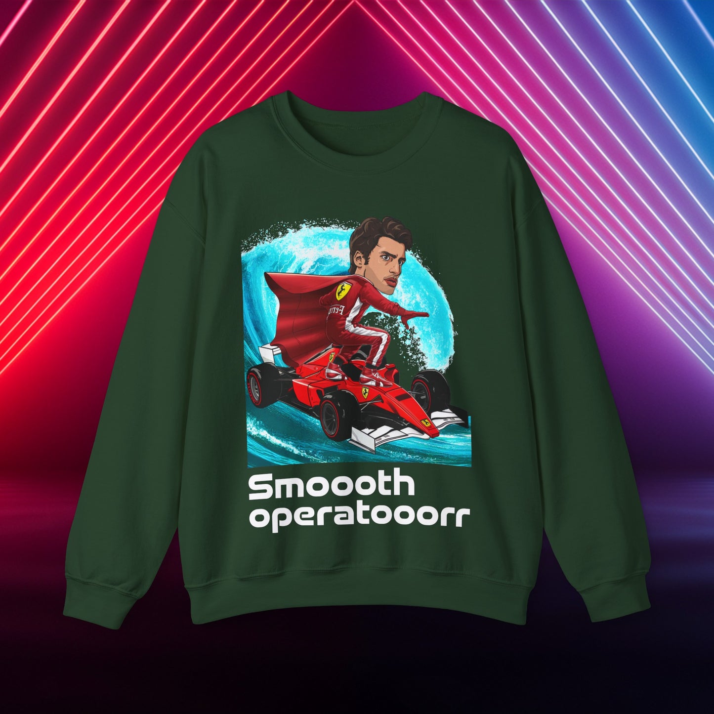 Carlos Sainz Sweatshirt Smooth Operator Jumper Ferrari Sweater Formula 1 Jumper F1 Sweater Ferrari Gift Ferrari Fan Jumper F1 Gift Scuderia Forest Green Sweatshirts Carlos Sainz F1 Ferrari Printify