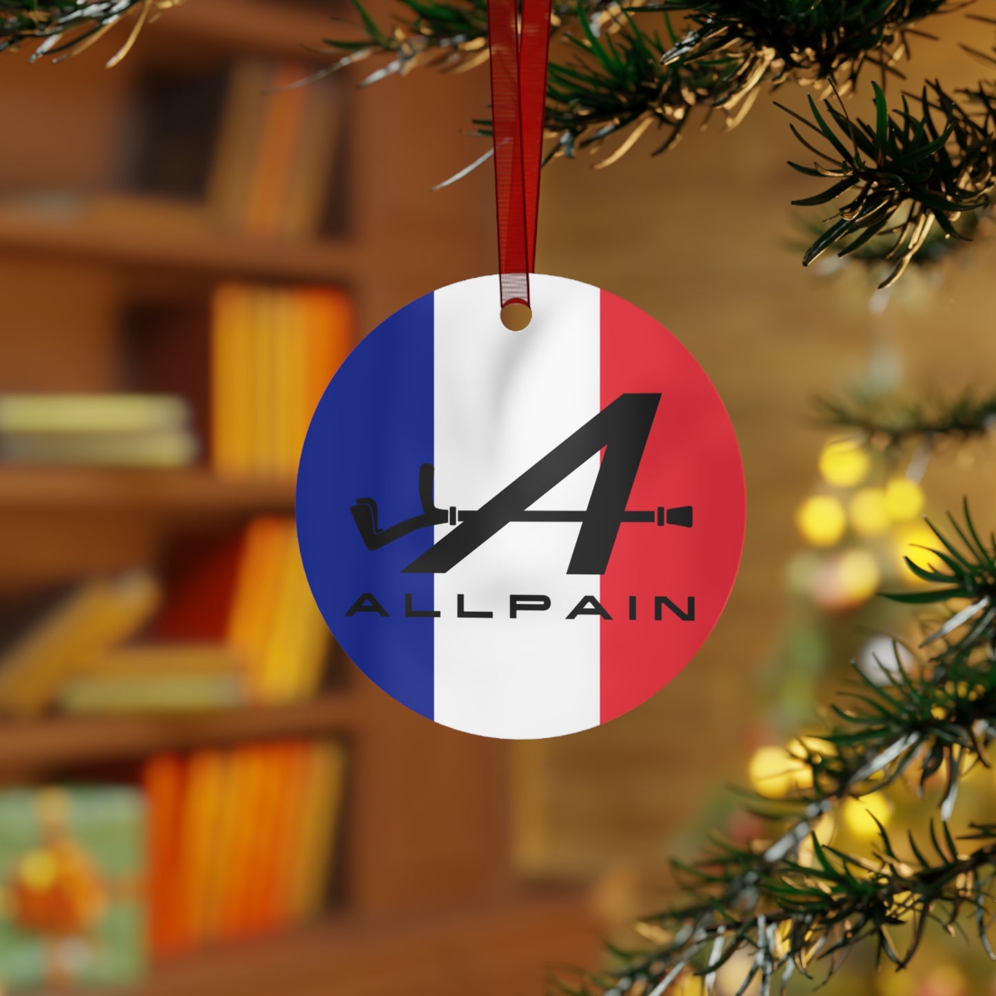 Allpain Alpine F1 Formula 1 Pierre Gasly Esteban Ocon Metal Ornament Round One Size Christmas Alpine F1 Printify