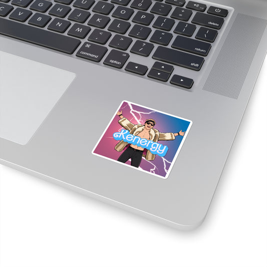 Kenergy Barbie Ryan Gosling Ken Square Sticker 2" × 2" White Stickers Barbie Celebrities Ken Kenergy Movies Ryan Gosling Printify