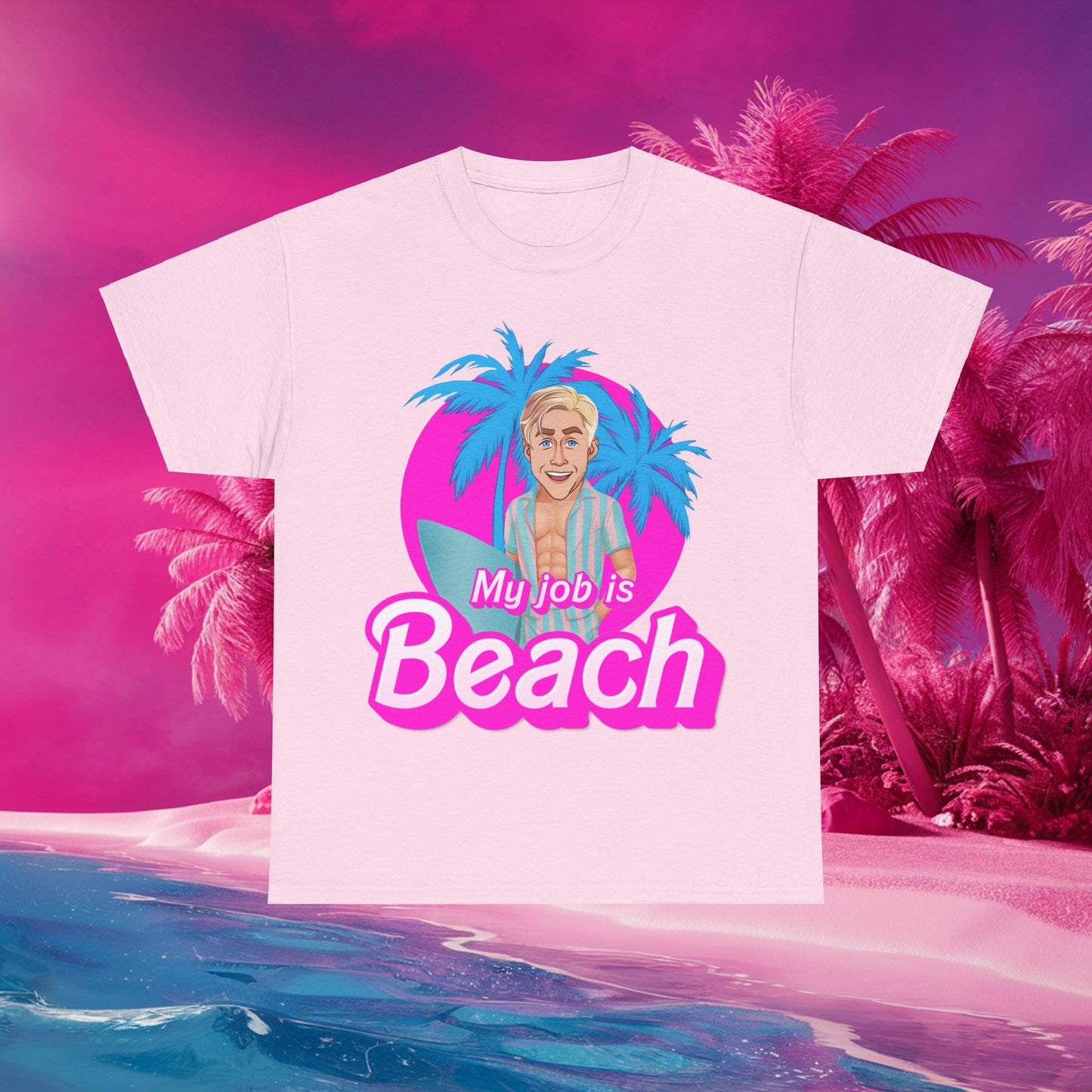 My Job Is Beach Tshirt Ken Shirt Barbie T-shirt Surfing Tee Surf T shirt Summer Shirt Vacation T-Shirt Surfing Gift for Surfer Summer Gift T-shirts Barbie Celebrities Ken Movies Ryan Gosling Printify