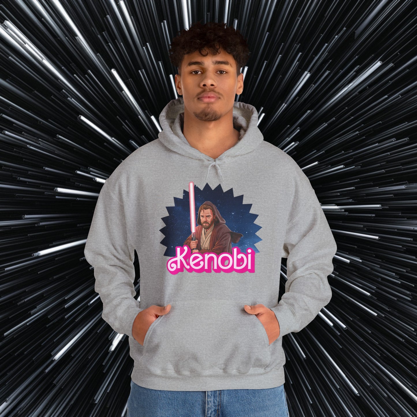 Obi-Wan Kenobi Ken Barbie Movie Star Wars Unisex Heavy Blend Hooded Sweatshirt Sport Grey Hoodies Barbie Ken Movies Star Wars Printify