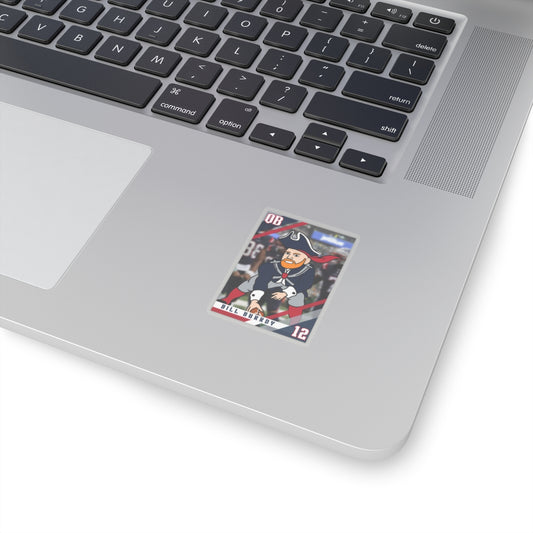 Bill Burrdy New England Patriots NFL Tom Brady Bill Burr Sticker 2" × 2" Transparent Stickers American Football Bill Burr Monday Morning Podcast New England Patriots NFL Podcasts Stand-up Comedy Printify