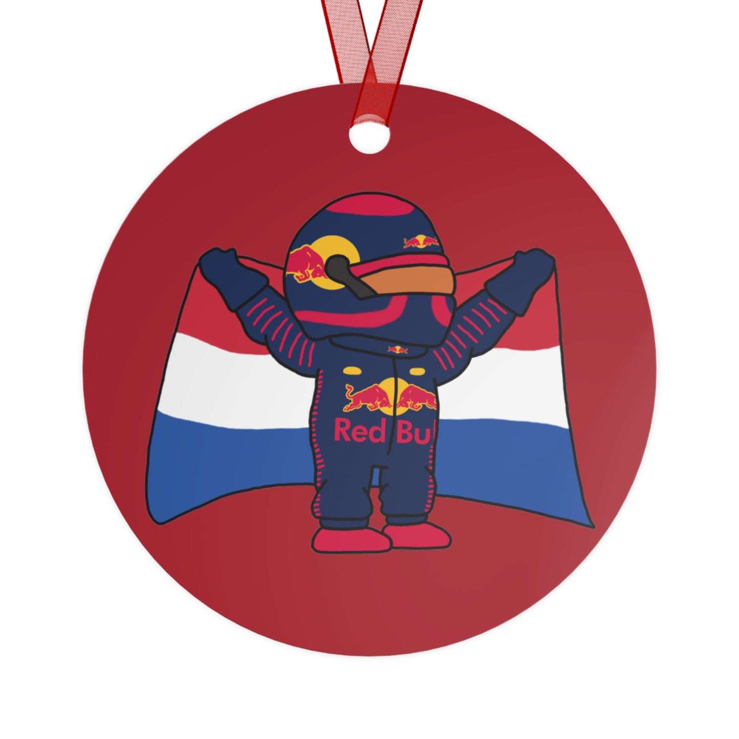 NeVerStappen Red Bull Formula 1 F1 Max Verstappen Christmas Metal Ornament Christmas F1 Max Verstappen Red Bull Printify