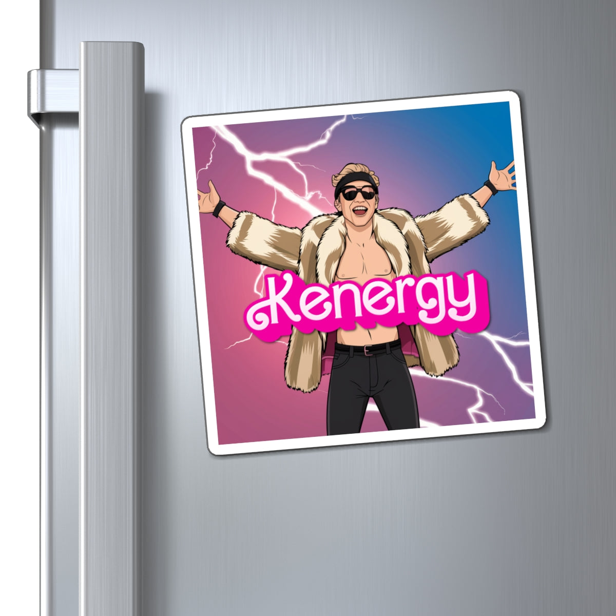 Kenergy Barbie Ryan Gosling Ken Magnet 6" × 6" Magnets Barbie Celebrities Ken Kenergy Movies Ryan Gosling Printify