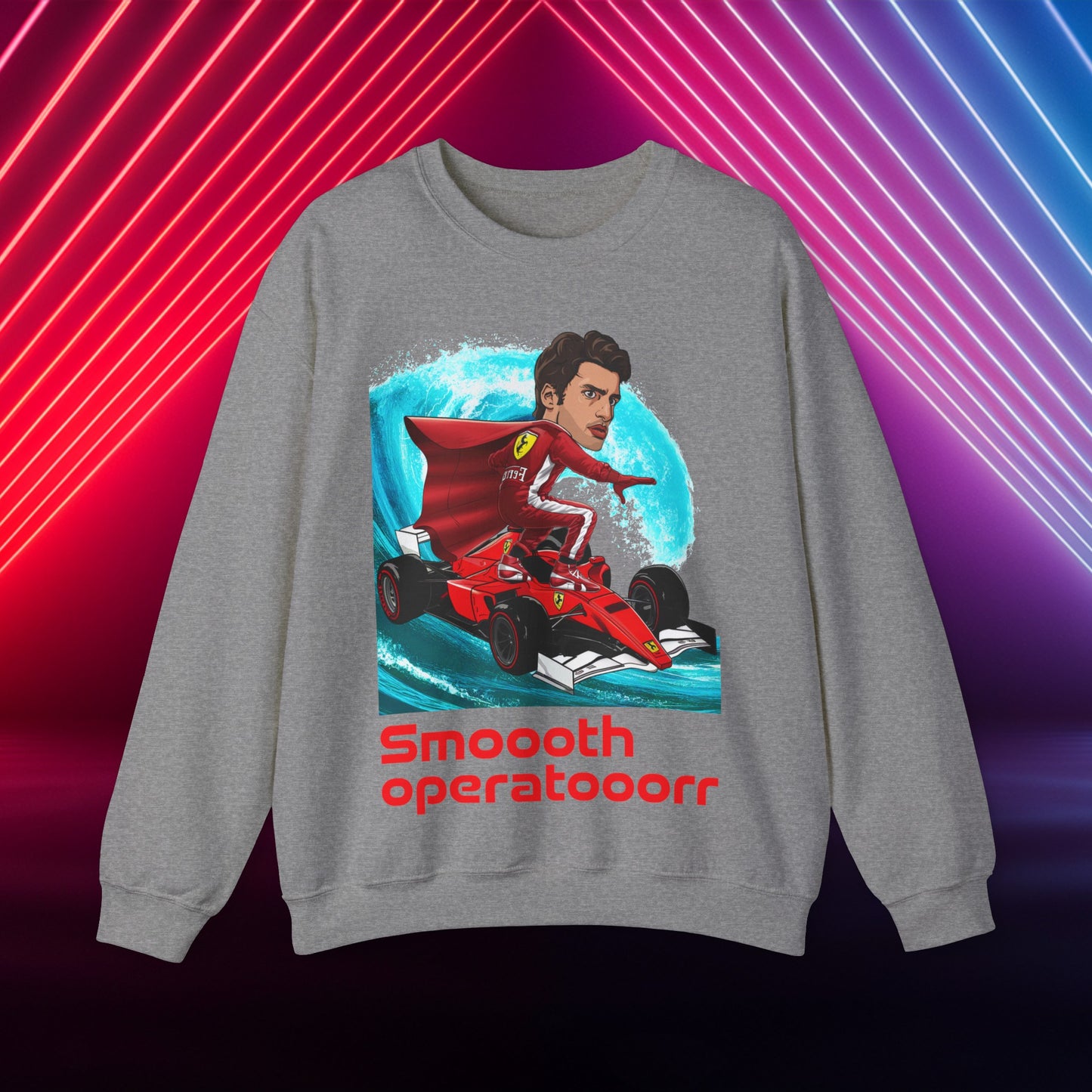 Carlos Sainz Sweatshirt Smooth Operator Jumper Ferrari Sweater Formula 1 Jumper F1 Sweater Ferrari Gift Ferrari Fan Jumper F1 Gift Scuderia Graphite Heather Sweatshirts Carlos Sainz F1 Ferrari Printify