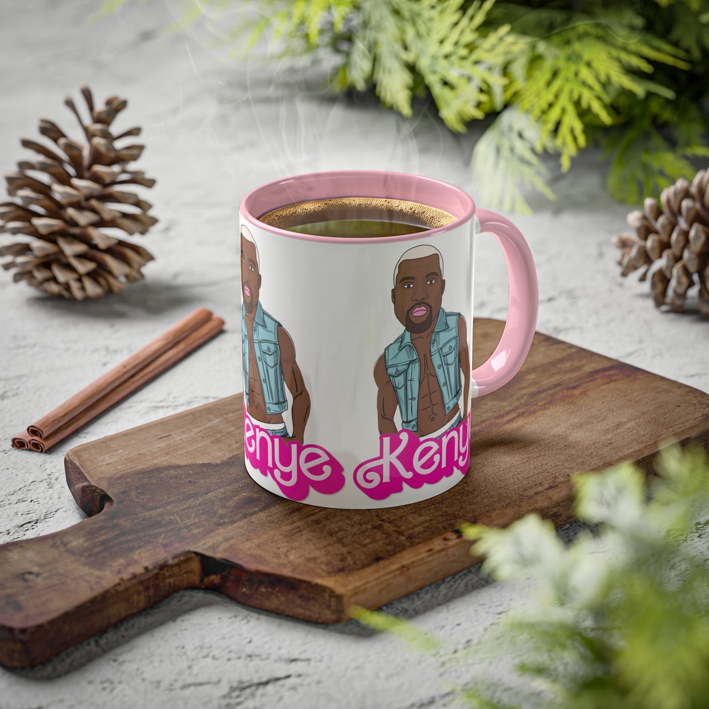 Kenye Barbie Ken Ryan Gosling Kanye West Colorful Mug Mugs Barbie Kanye West Ken Movies Music Printify
