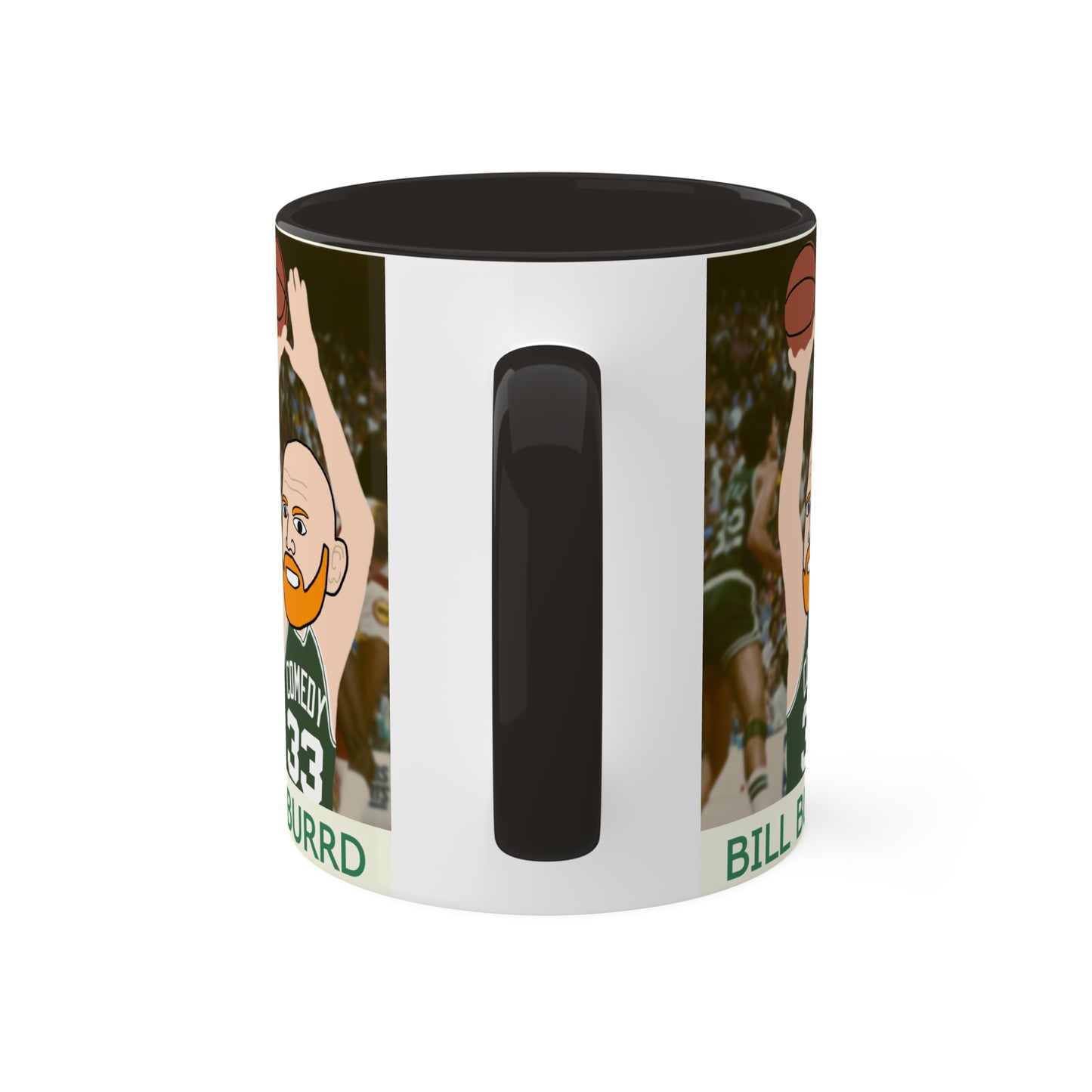 Bill Burrd Boston Celtics Larry Bird Bill Burr Colorful Mugs, 11oz Mugs Basketball Bill Burr Boston Celtics Monday Morning Podcast NBA Podcasts Stand-up Comedy Printify