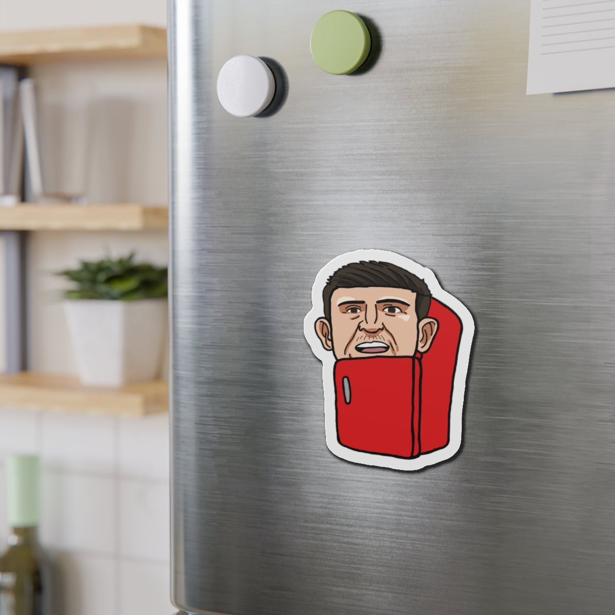 Harry Maguire The Fridge Manchester United Magnets 4" x 4" Die-Cut 1 pc Magnets Football Harry Maguire Manchester United The Fridge Printify