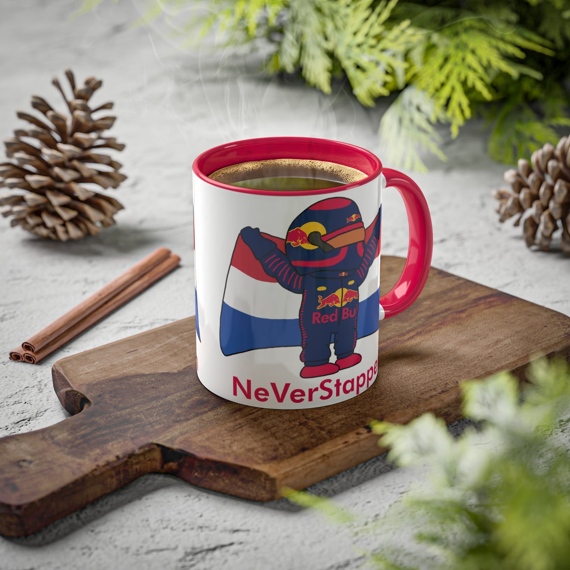 NeVerStappen Red Bull Formula 1 F1 Max Vertsappen Colorful Mugs, 11oz Mugs Printify