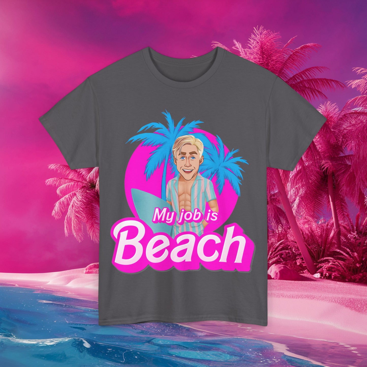 My Job Is Beach Tshirt Ken Shirt Barbie T-shirt Surfing Tee Surf T shirt Summer Shirt Vacation T-Shirt Surfing Gift for Surfer Summer Gift Charcoal T-shirts Barbie Celebrities Ken Movies Ryan Gosling Printify