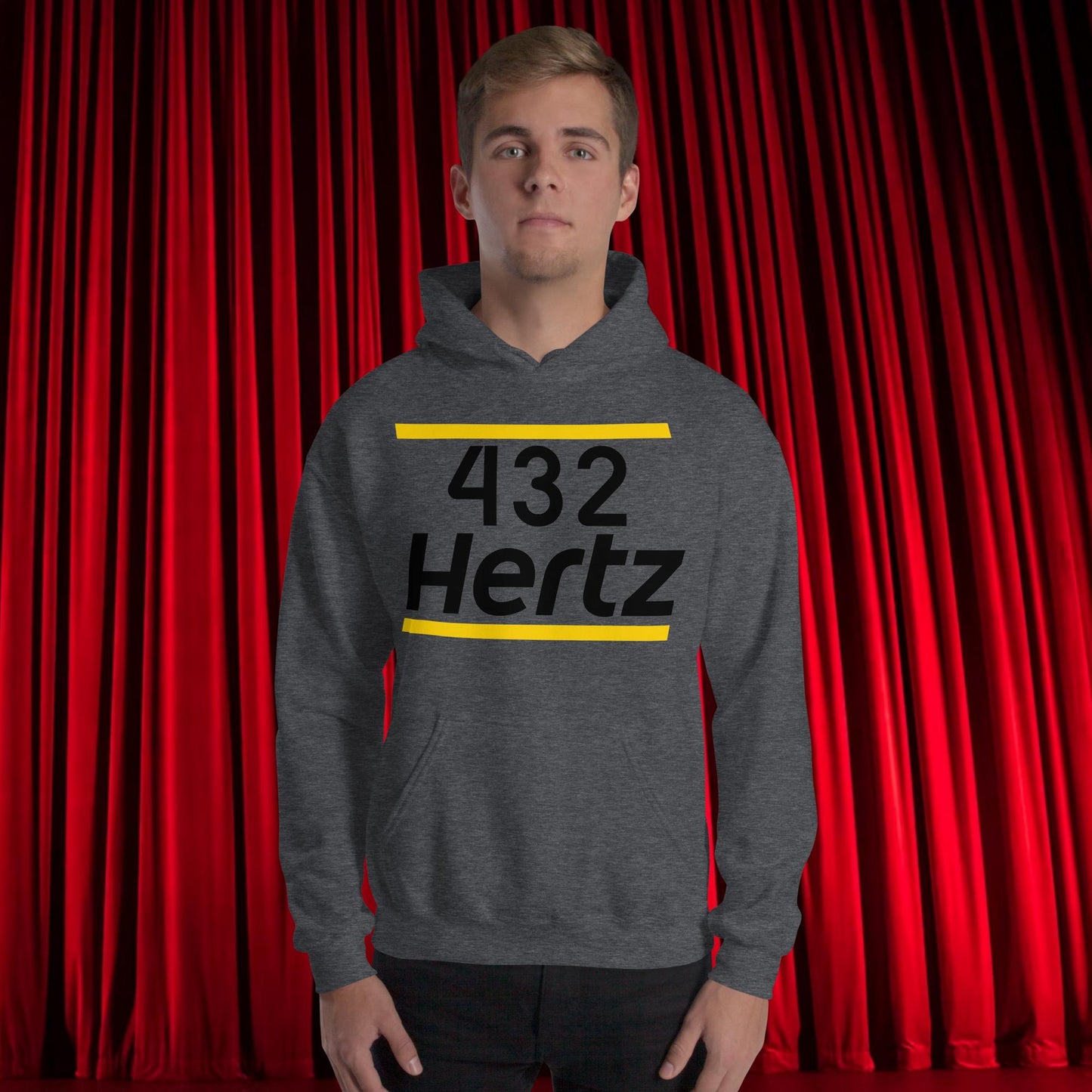 432Hz Hertz Matt and Shane's Secret Podcast MSSP Unisex Hoodie Dark Heather Hoodies Matt McCusker MSSP Podcasts Shane Gillis Stand-up Comedy Next Cult Brand