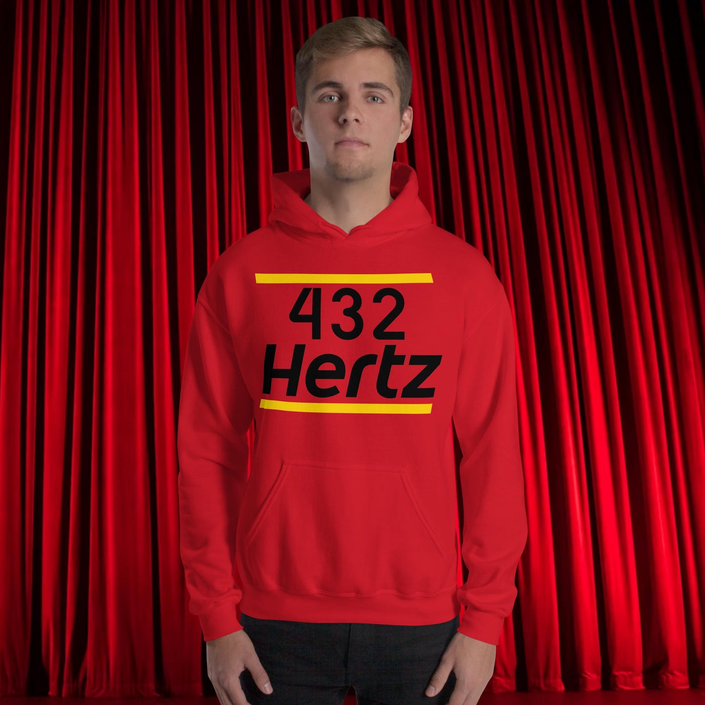 432Hz Hertz Matt and Shane's Secret Podcast MSSP Unisex Hoodie Red Hoodies Matt McCusker MSSP Podcasts Shane Gillis Stand-up Comedy Next Cult Brand