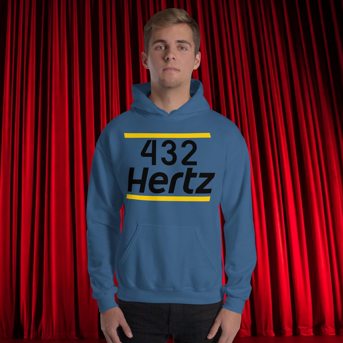 432Hz Hertz Matt and Shane's Secret Podcast MSSP Unisex Hoodie Indigo Blue Hoodies Matt McCusker MSSP Podcasts Shane Gillis Stand-up Comedy Next Cult Brand