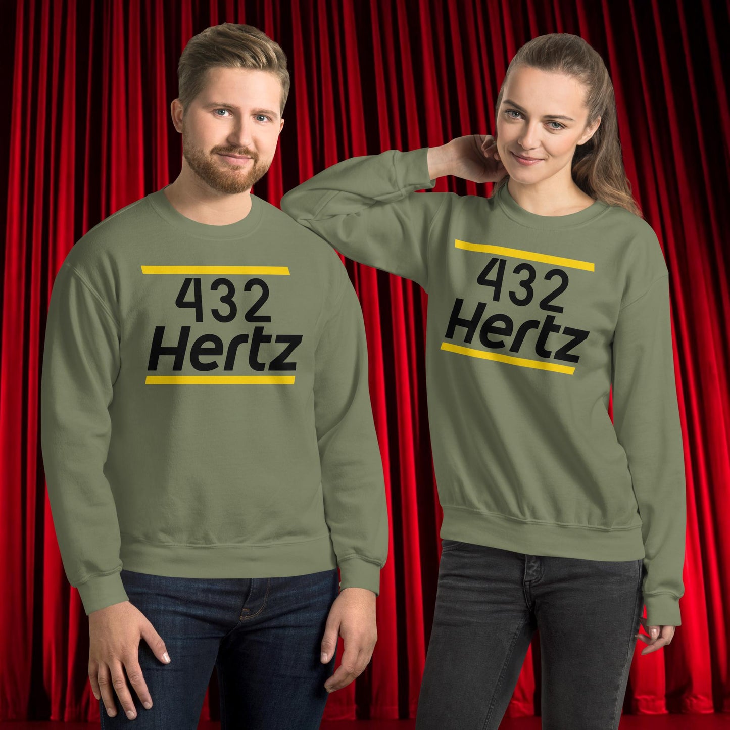 432Hz Hertz Matt and Shane's Secret Podcast MSSP Unisex Sweatshirt Military Green Sweatshirts Matt McCusker MSSP Podcasts Shane Gillis Stand-up Comedy Next Cult Brand