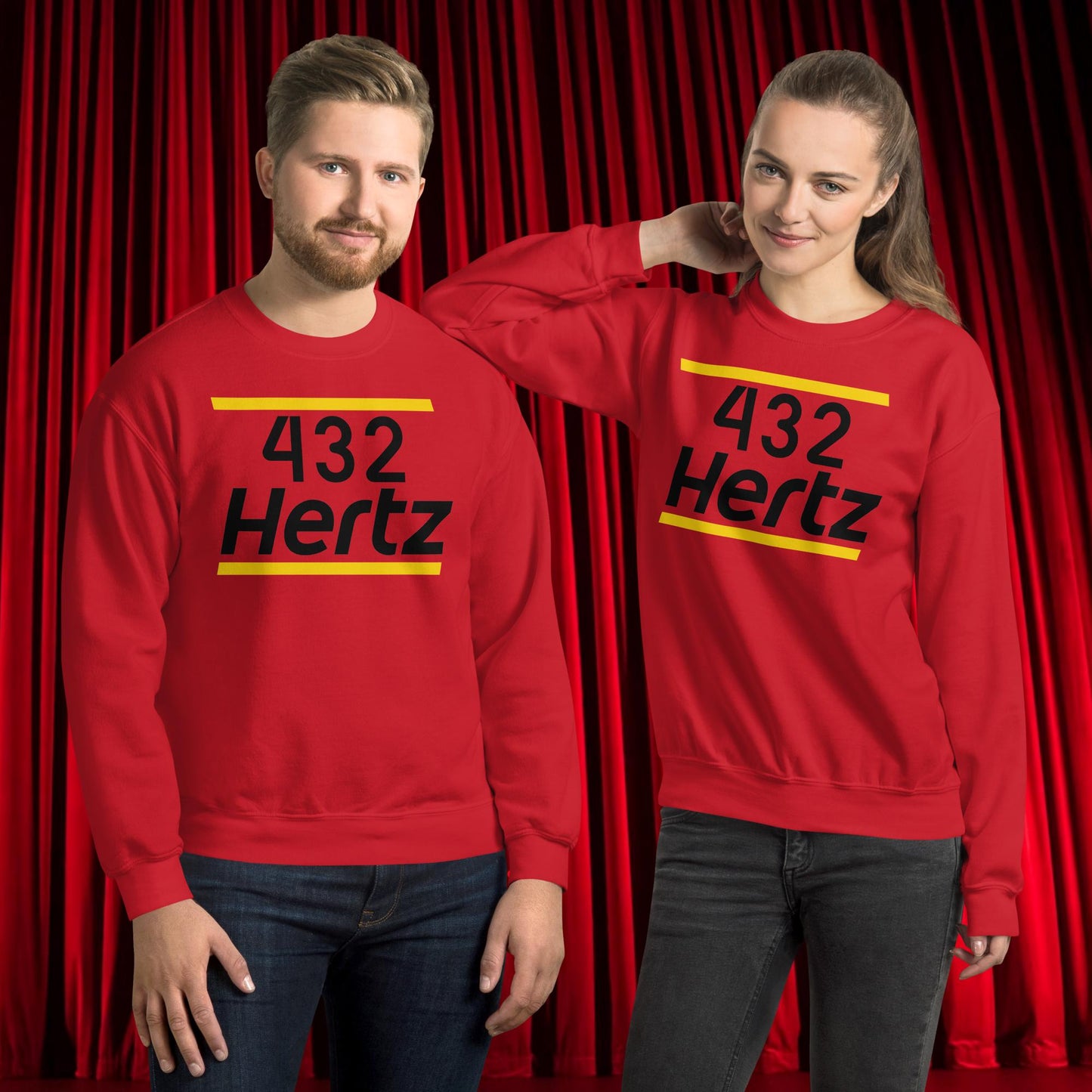 432Hz Hertz Matt and Shane's Secret Podcast MSSP Unisex Sweatshirt Red Sweatshirts Matt McCusker MSSP Podcasts Shane Gillis Stand-up Comedy Next Cult Brand